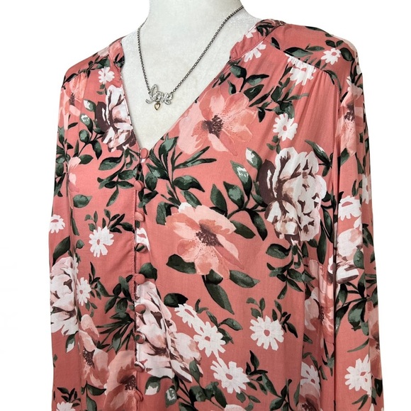 Torrid NEW Harper Challis Button Front 3 Quarter Sleeve Blouse Floral 00 M L 10 - Picture 3 of 13